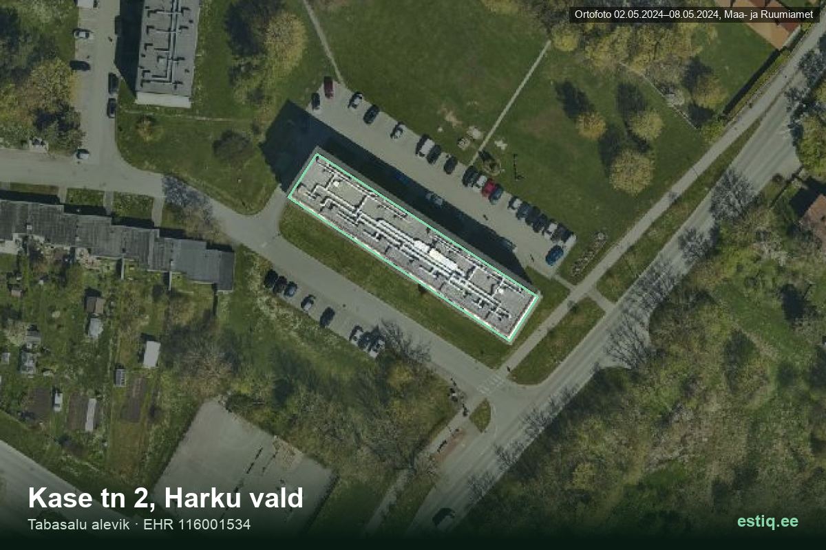 Kase tänav 2, Harku – аэрофото дома, контур по данным регистра строений (EHR)