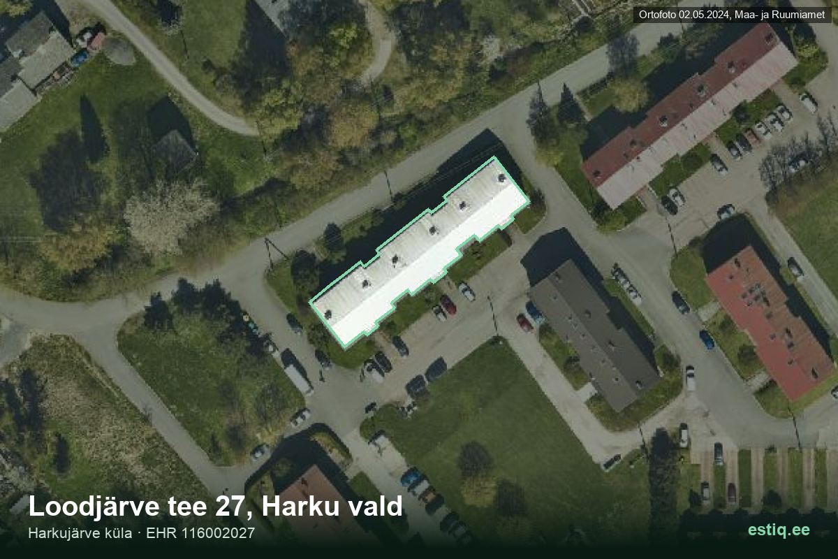 Loodjärve tee 27, Harku – аэрофото дома, контур по данным регистра строений (EHR)