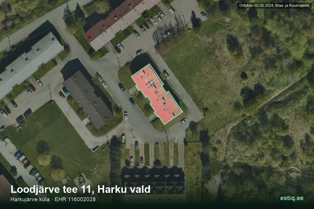 Loodjärve tee 11, Harku – ilmakuva rakennuksesta, ääriviiva rakennusrekisteristä (EHR)