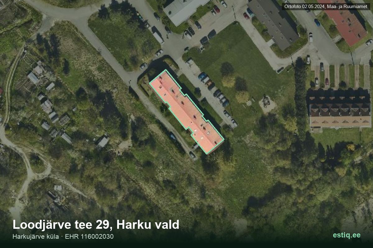 Loodjärve tee 29, Harku – hoone aerofoto, kontuur ehitisregistri (EHR) andmetest