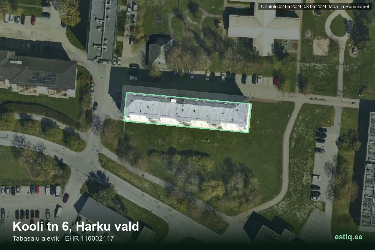 Kooli tänav 6, Harku – аэрофото дома, контур по данным регистра строений (EHR)