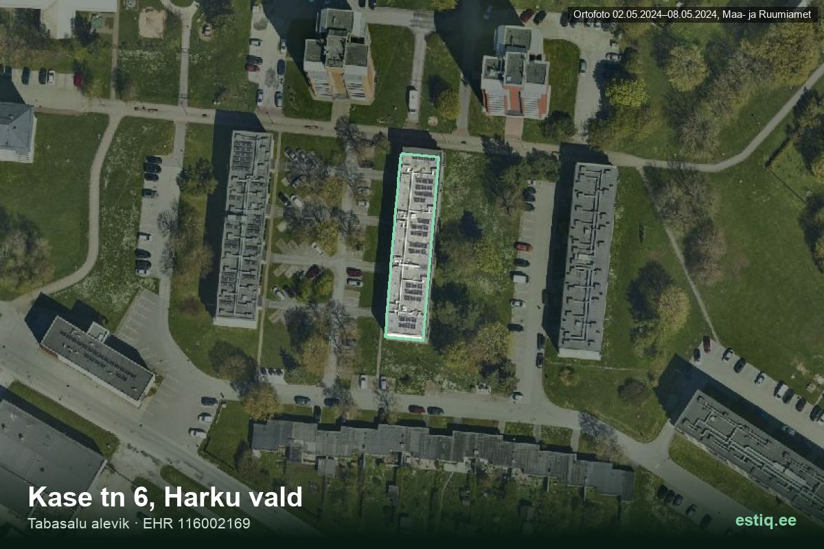Kase tänav 6, Harku – аэрофото дома, контур по данным регистра строений (EHR)