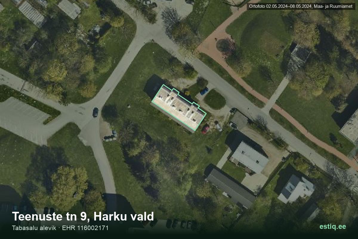 Teenuste tänav 9, Harku – hoone aerofoto, kontuur ehitisregistri (EHR) andmetest