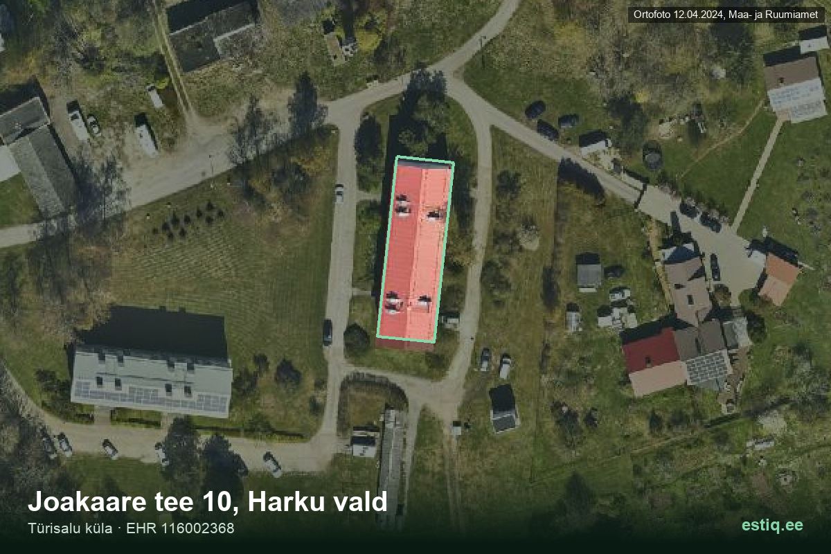 Joakaare tee 10, Harku – аэрофото дома, контур по данным регистра строений (EHR)