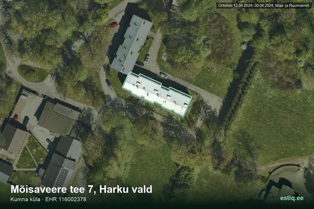 Mõisaveere tee 7, Harku – аэрофото дома, контур по данным регистра строений (EHR)