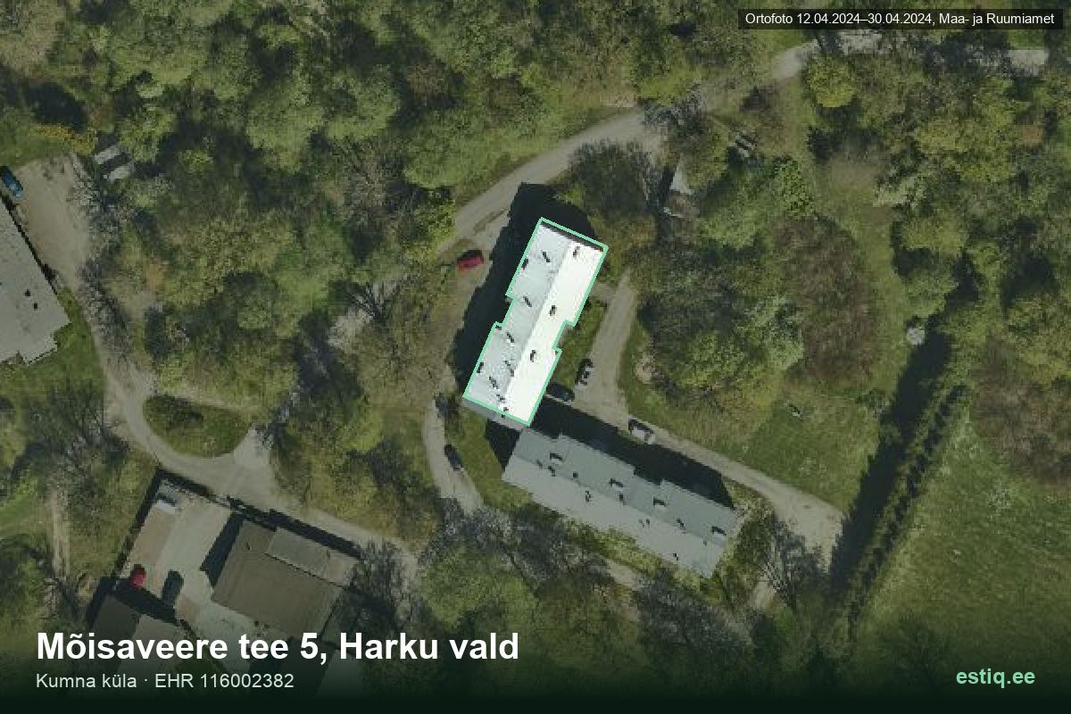 Mõisaveere tee 5, Harku – aerial photo of the building, outline from the Building Register (EHR)