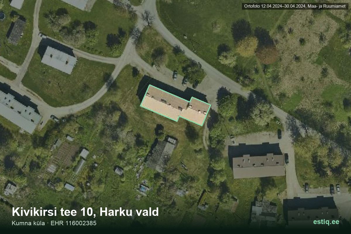 Kivikirsi tee 10, Harku – hoone aerofoto, kontuur ehitisregistri (EHR) andmetest
