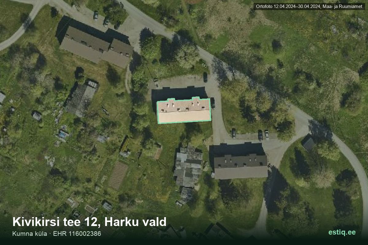 Kivikirsi tee 12, Harku – hoone aerofoto, kontuur ehitisregistri (EHR) andmetest