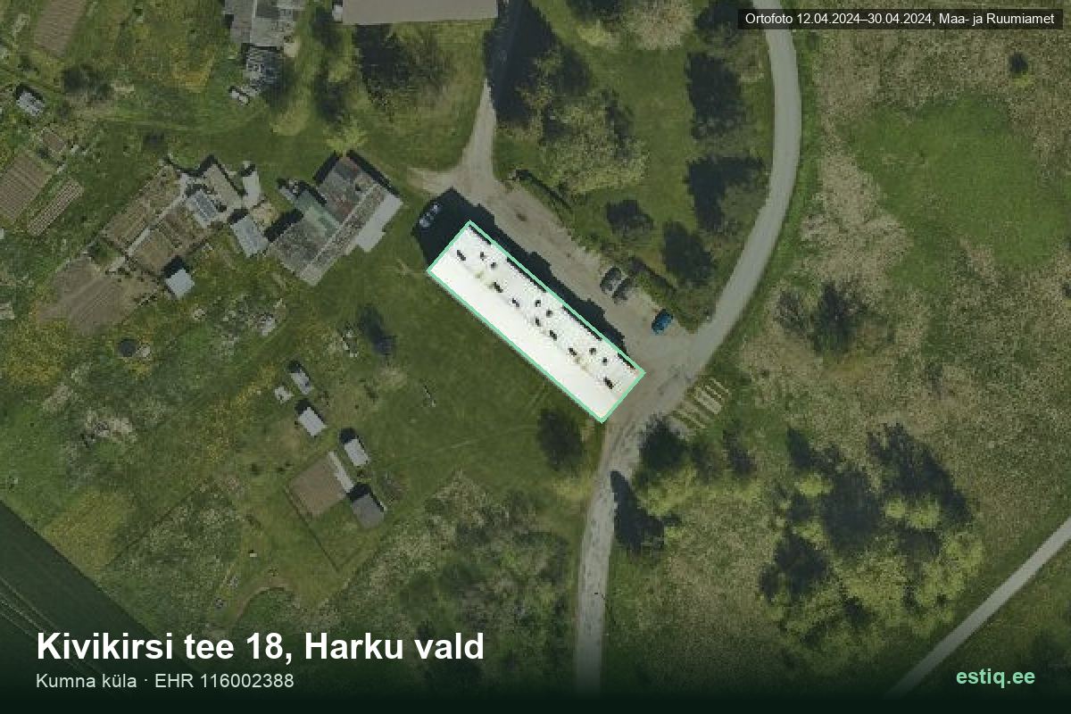 Kivikirsi tee 18, Harku – hoone aerofoto, kontuur ehitisregistri (EHR) andmetest