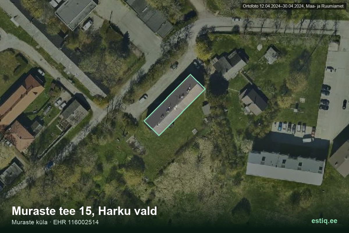 Muraste tee 15, Harku – hoone aerofoto, kontuur ehitisregistri (EHR) andmetest