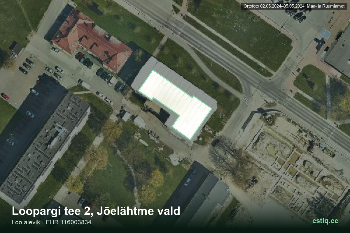 Loopargi tee 2, Jõelähtme – hoone aerofoto, kontuur ehitisregistri (EHR) andmetest