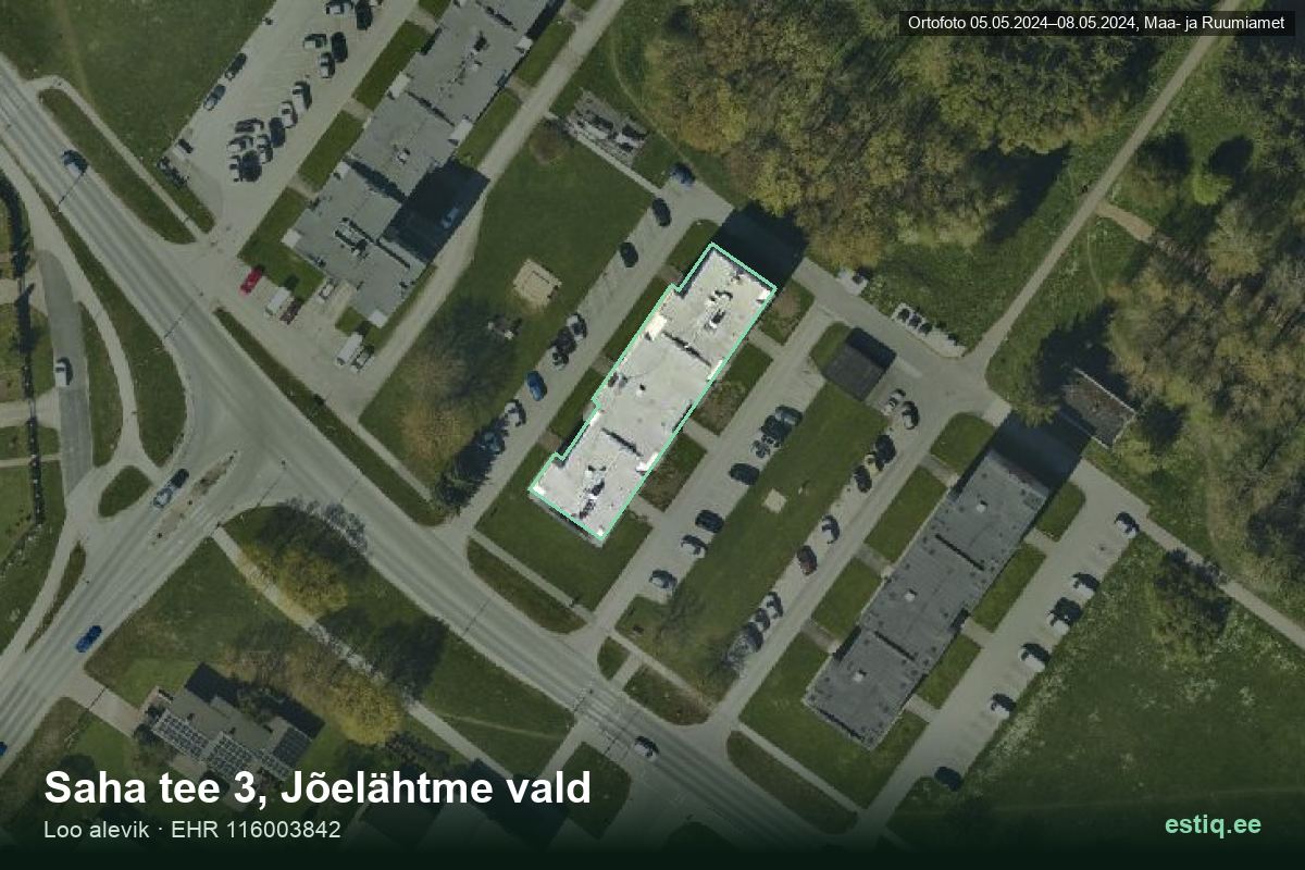 Saha tee 3, Jõelähtme – hoone aerofoto, kontuur ehitisregistri (EHR) andmetest