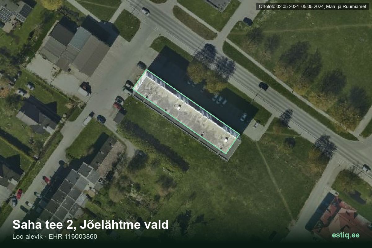 Saha tee 2, Jõelähtme – hoone aerofoto, kontuur ehitisregistri (EHR) andmetest