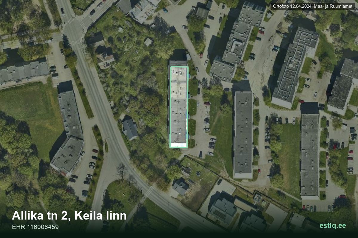 Allika tänav 2, Keila – aerial photo of the building, outline from the Building Register (EHR)