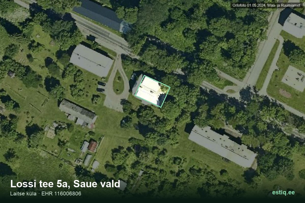 Lossi tee 5a, Saue – hoone aerofoto, kontuur ehitisregistri (EHR) andmetest