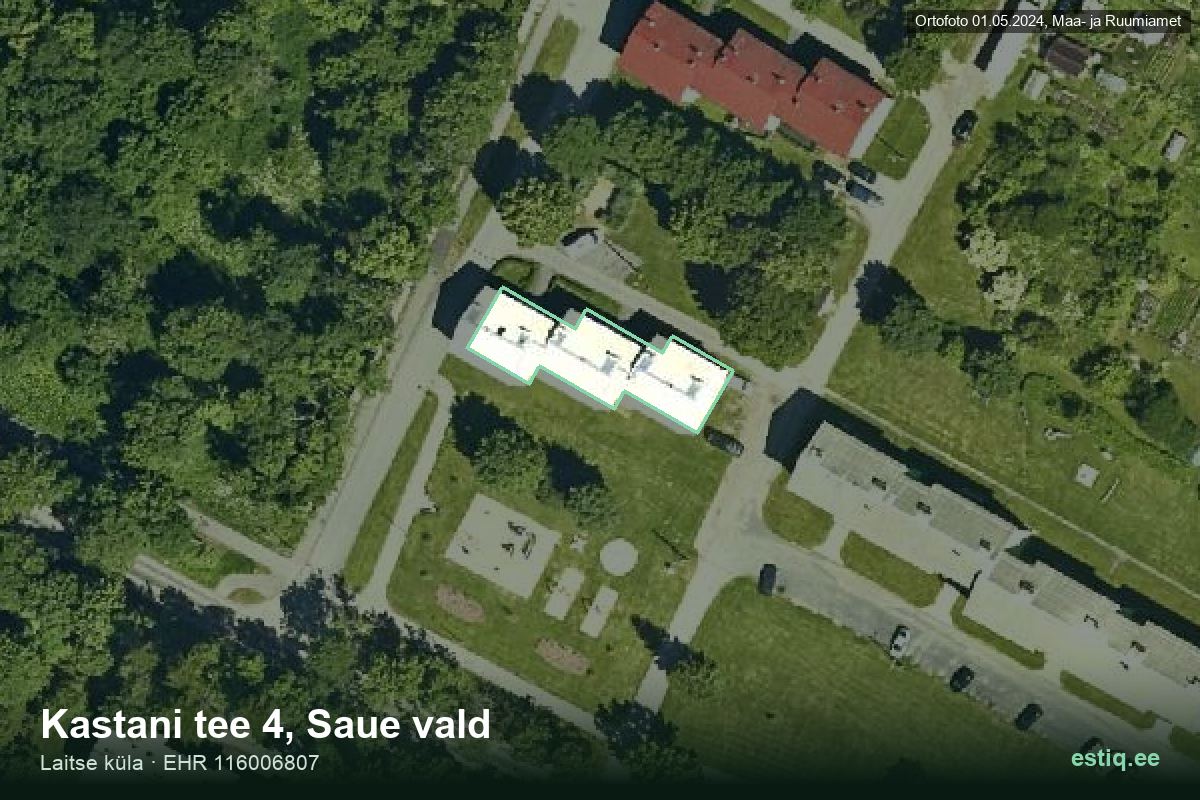 Kastani tee 4, Saue – ilmakuva rakennuksesta, ääriviiva rakennusrekisteristä (EHR)