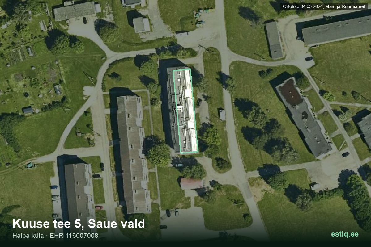 Kuuse tee 5, Saue – hoone aerofoto, kontuur ehitisregistri (EHR) andmetest