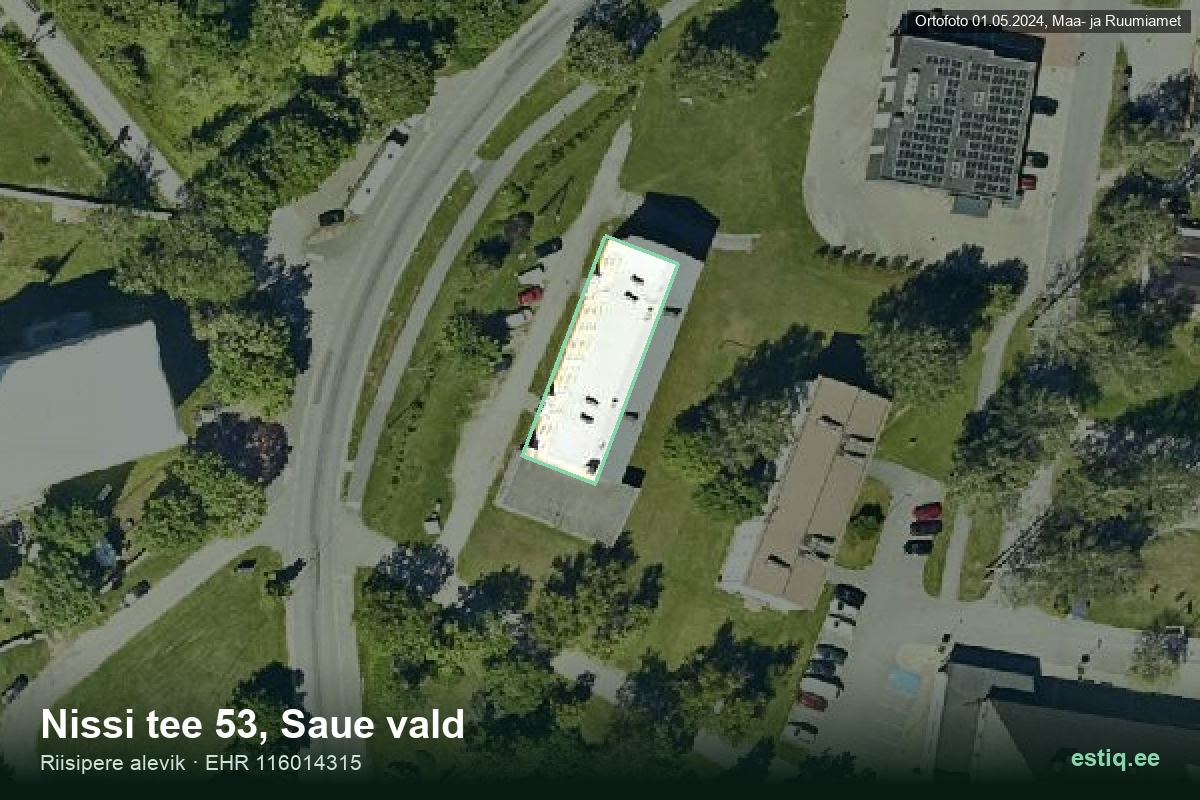 Nissi tee 53, Saue – ilmakuva rakennuksesta, ääriviiva rakennusrekisteristä (EHR)