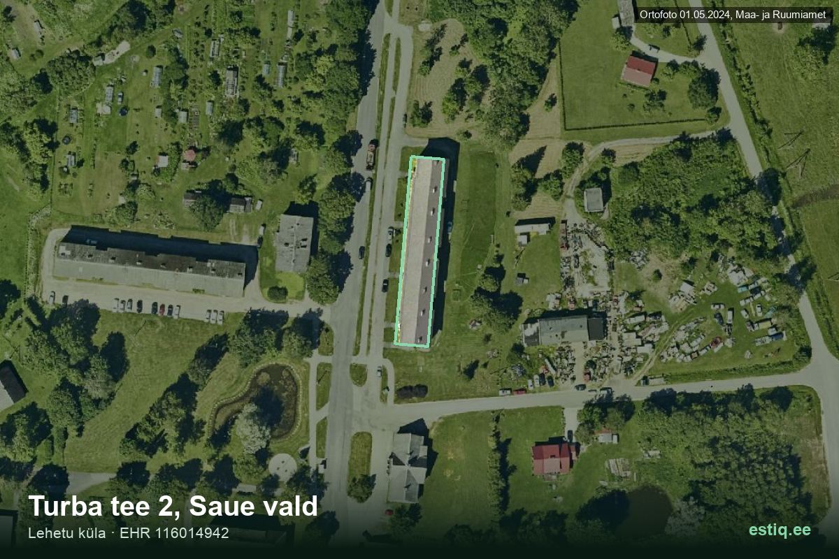 Turba tee 2, Saue – hoone aerofoto, kontuur ehitisregistri (EHR) andmetest
