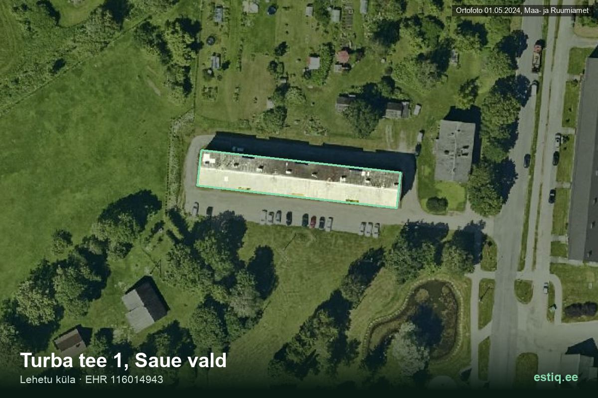 Turba tee 1, Saue – hoone aerofoto, kontuur ehitisregistri (EHR) andmetest