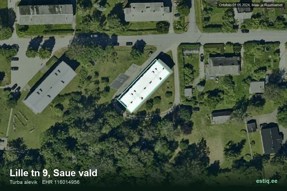 Lille tänav 9, Saue – hoone aerofoto, kontuur ehitisregistri (EHR) andmetest