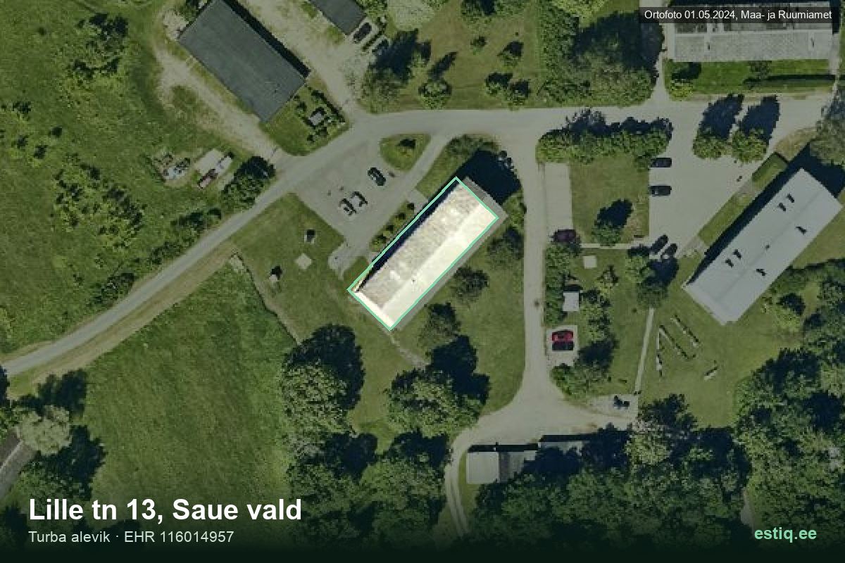 Lille tänav 13, Saue – аэрофото дома, контур по данным регистра строений (EHR)