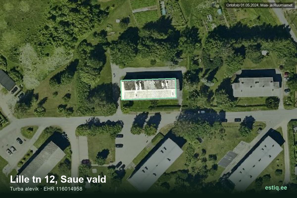 Lille tänav 12, Saue – hoone aerofoto, kontuur ehitisregistri (EHR) andmetest