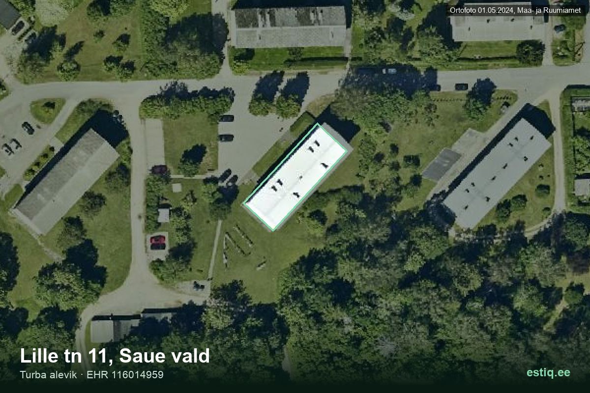 Lille tänav 11, Saue – hoone aerofoto, kontuur ehitisregistri (EHR) andmetest