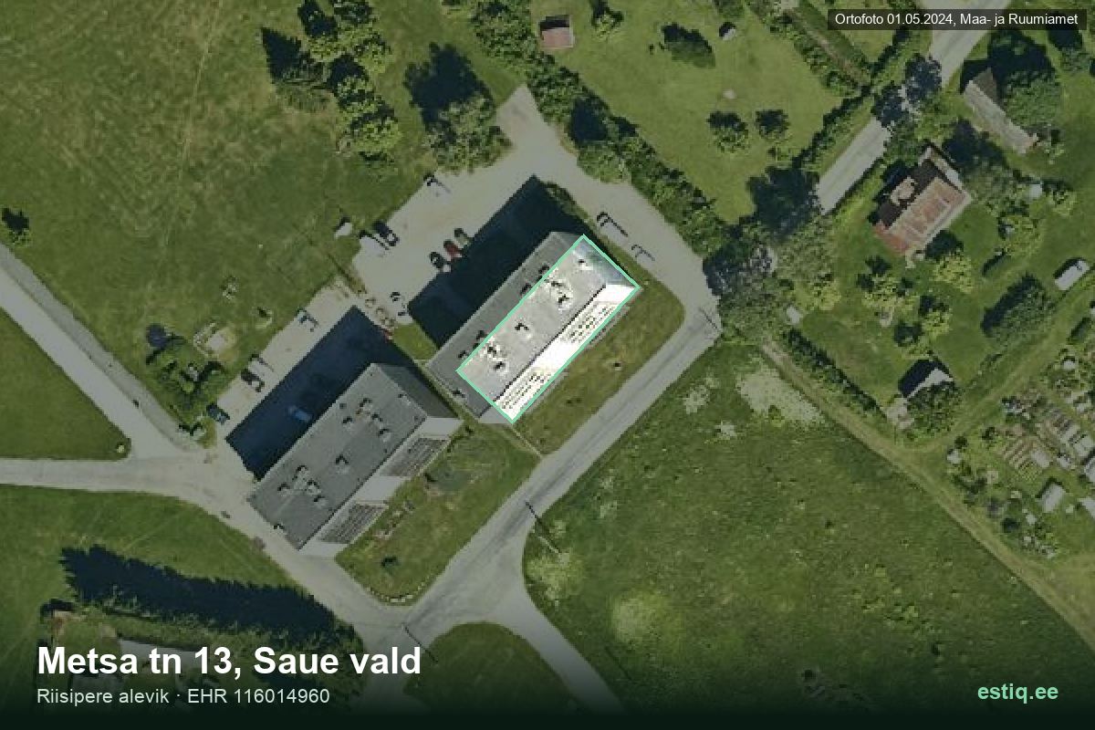 Metsa tänav 13, Saue – aerial photo of the building, outline from the Building Register (EHR)