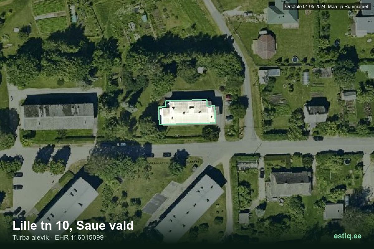 Lille tänav 10, Saue – hoone aerofoto, kontuur ehitisregistri (EHR) andmetest