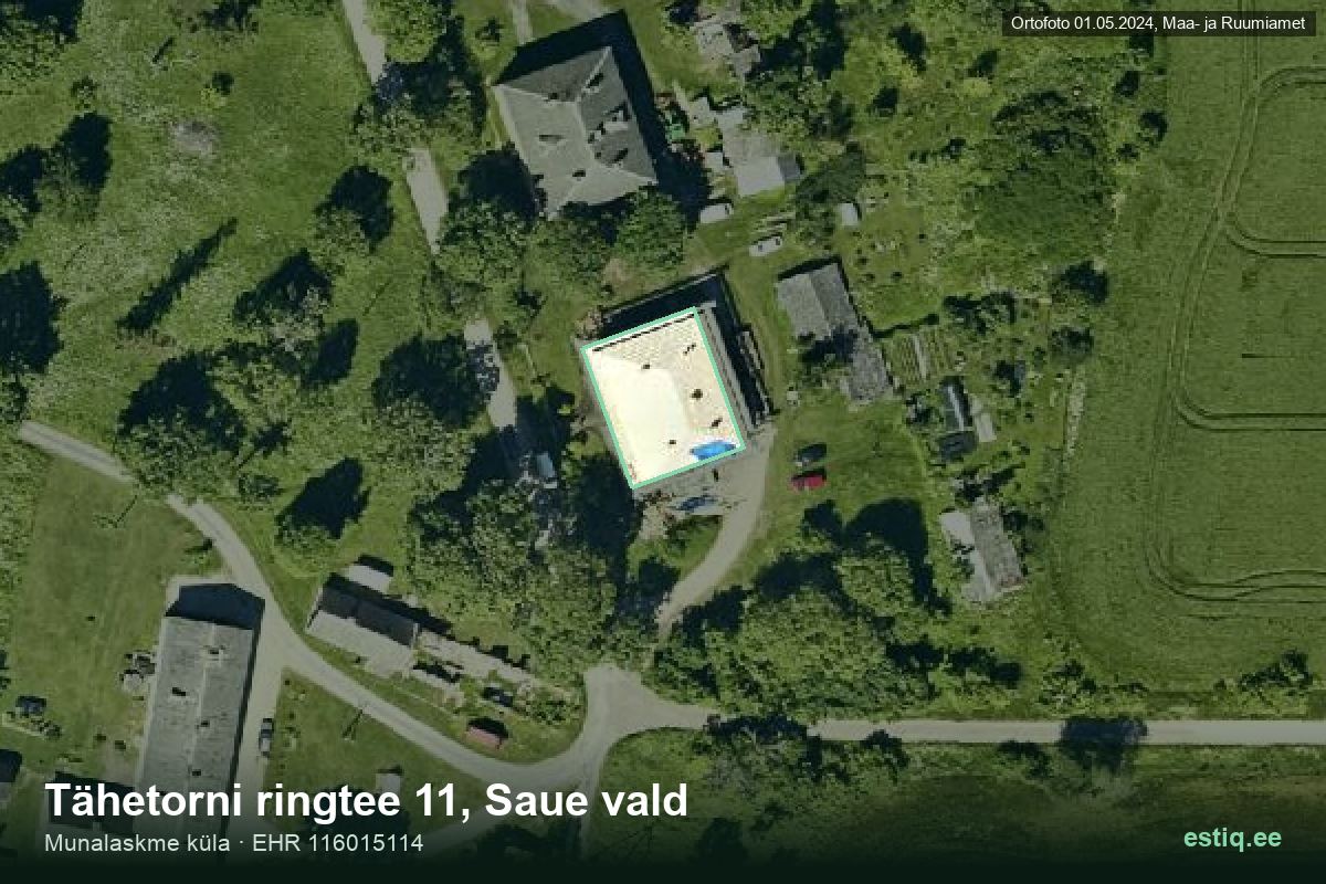 Tähetorni ringtee 11, Saue – hoone aerofoto, kontuur ehitisregistri (EHR) andmetest