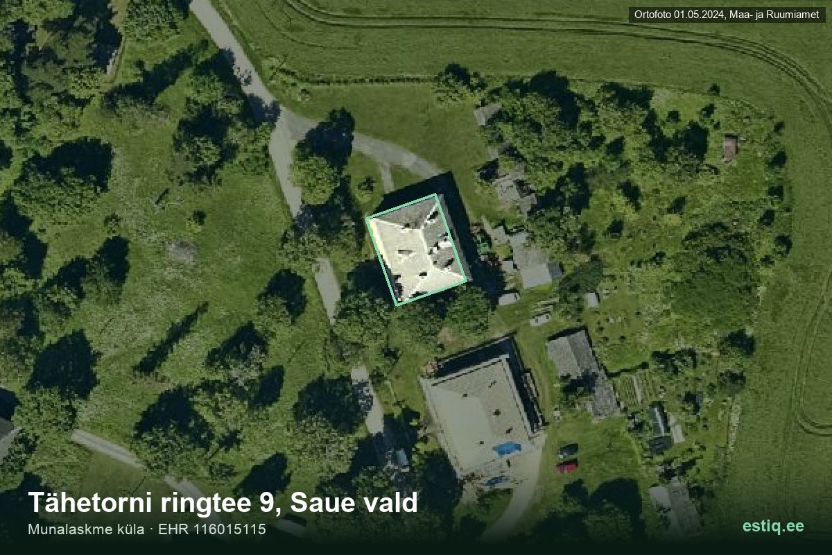 Tähetorni ringtee 9, Saue – aerial photo of the building, outline from the Building Register (EHR)