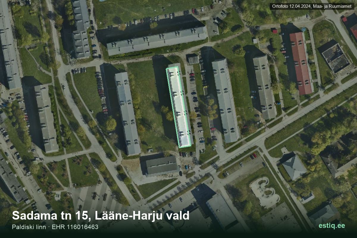 Sadama tänav 15, Lääne-Harju – aerial photo of the building, outline from the Building Register (EHR)