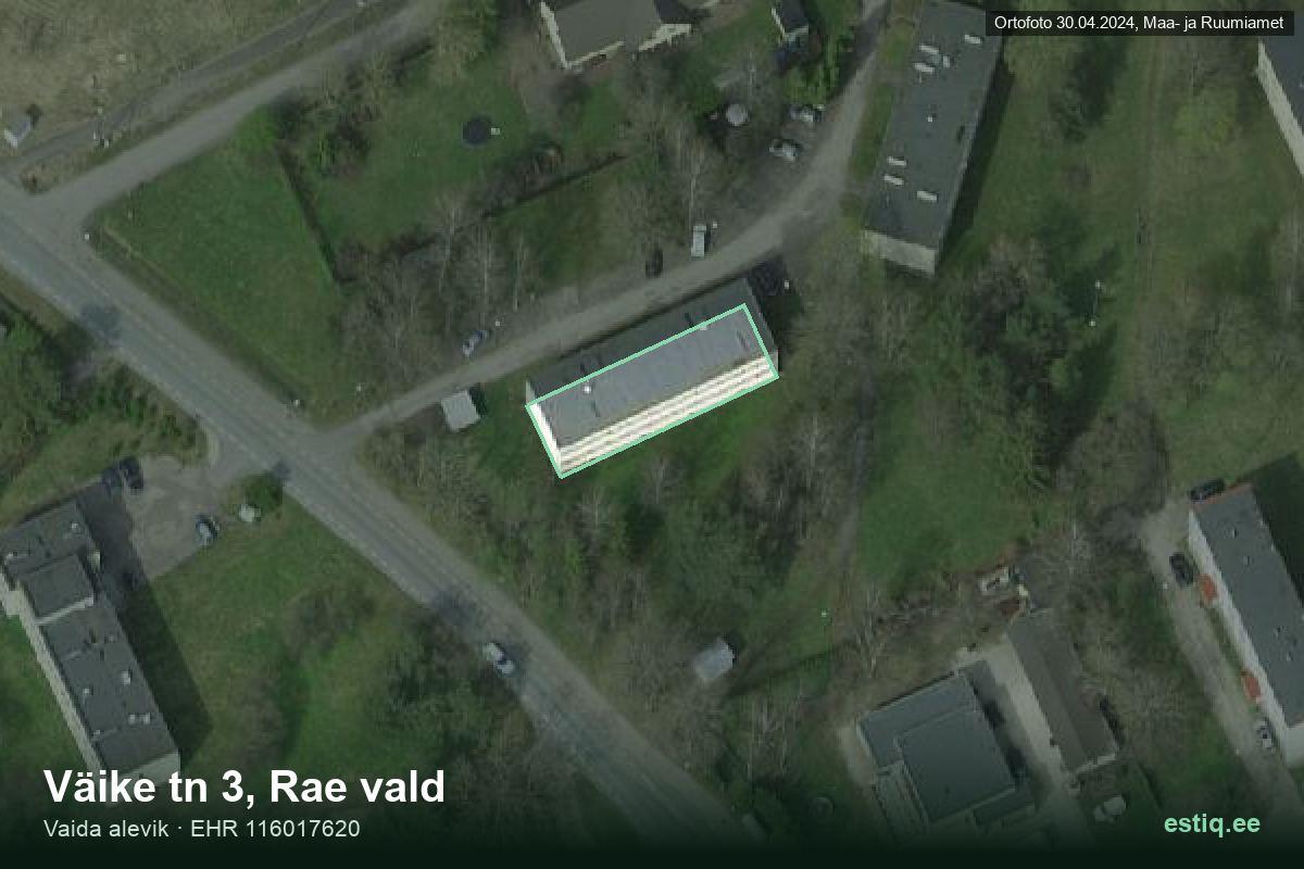 Väike tänav 3, Rae – hoone aerofoto, kontuur ehitisregistri (EHR) andmetest