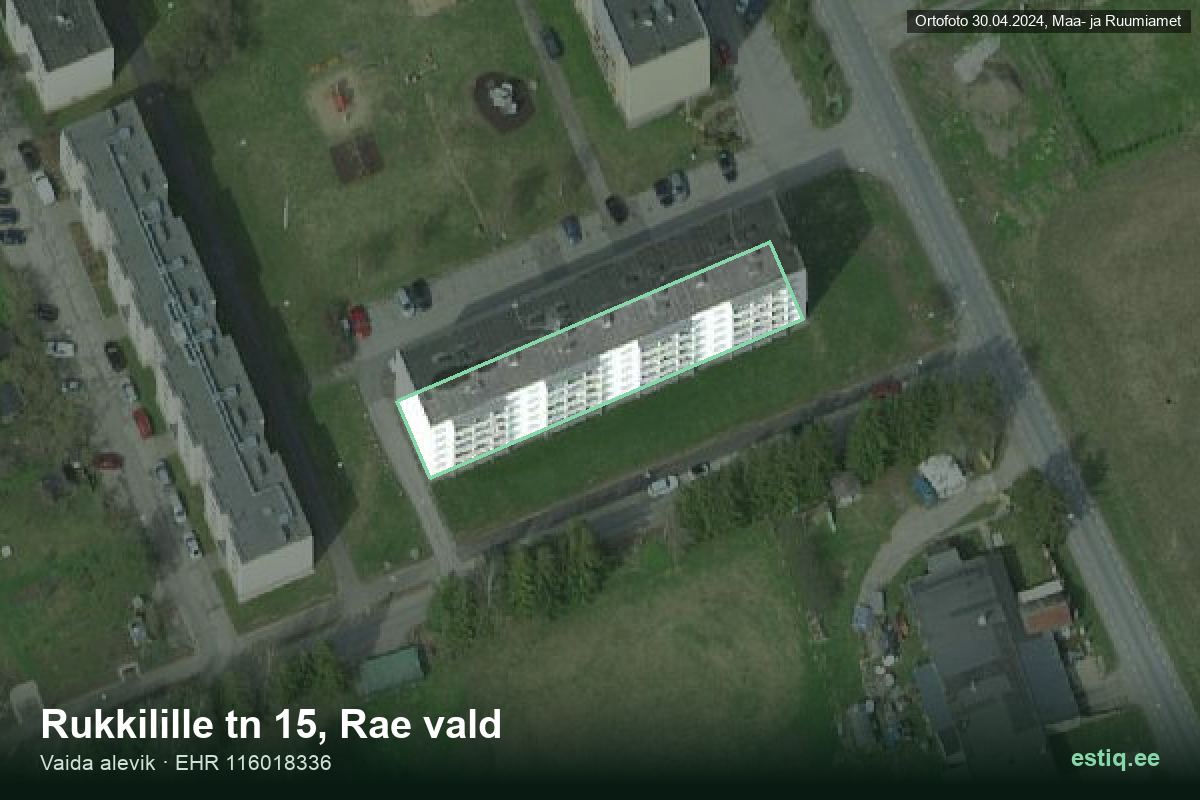 Rukkilille tänav 15, Rae – aerial photo of the building, outline from the Building Register (EHR)