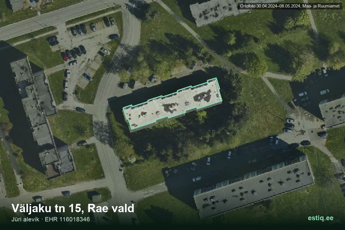 Väljaku tänav 15, Rae – ilmakuva rakennuksesta, ääriviiva rakennusrekisteristä (EHR)