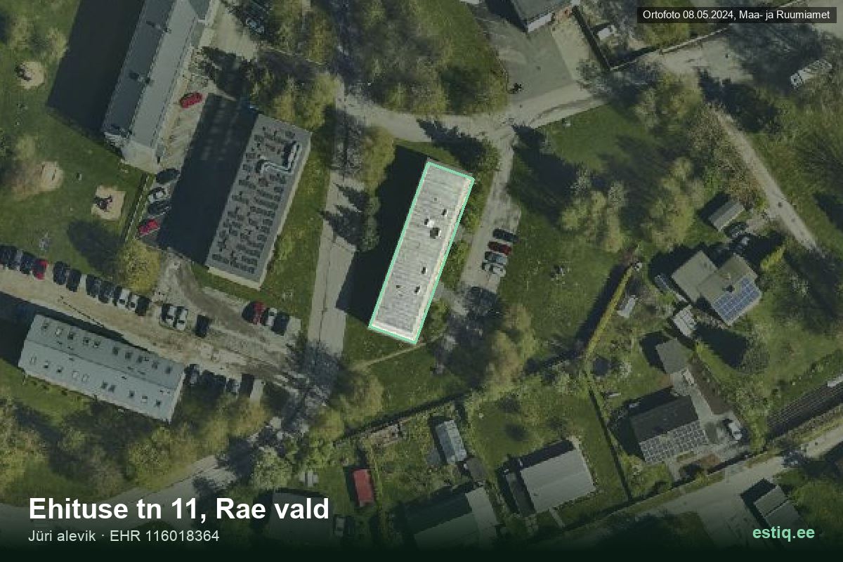 Ehituse tänav 11, Rae – аэрофото дома, контур по данным регистра строений (EHR)