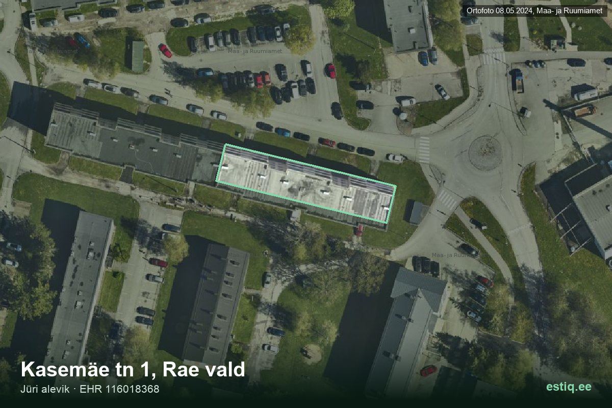 Kasemäe tänav 1, Rae – aerial photo of the building, outline from the Building Register (EHR)