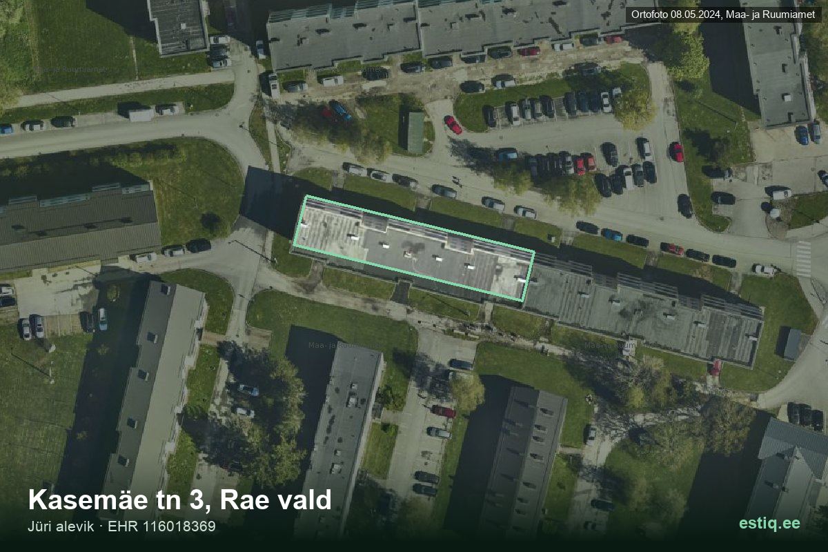 Kasemäe tänav 3, Rae – aerial photo of the building, outline from the Building Register (EHR)