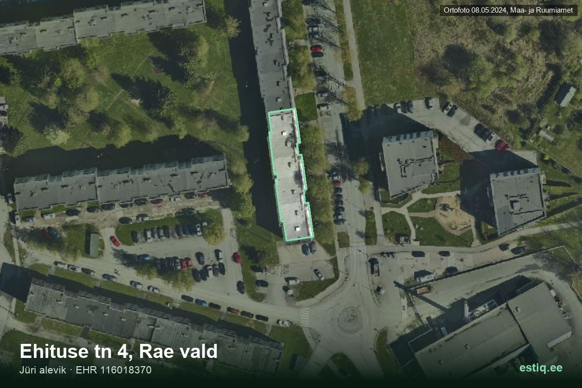 Ehituse tänav 4, Rae – hoone aerofoto, kontuur ehitisregistri (EHR) andmetest