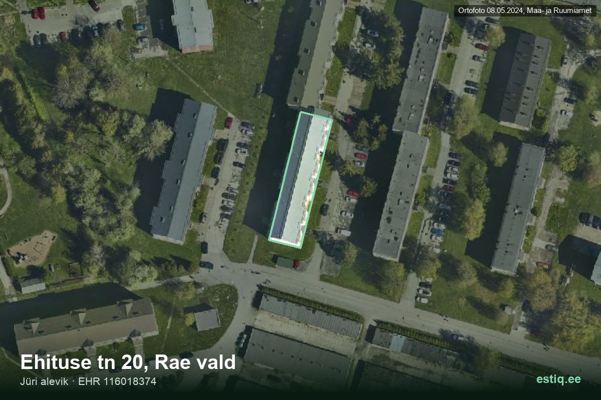 Ehituse tänav 20, Rae – hoone aerofoto, kontuur ehitisregistri (EHR) andmetest