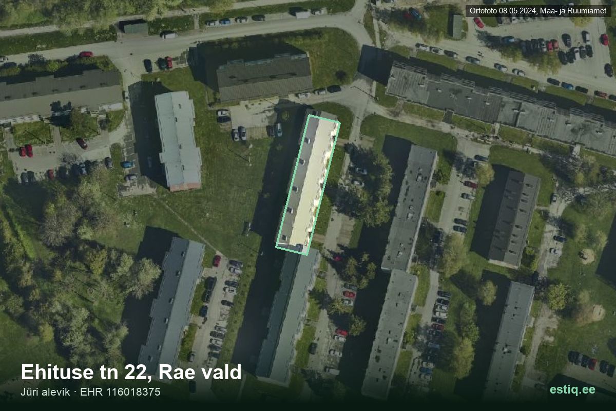 Ehituse tänav 22, Rae – аэрофото дома, контур по данным регистра строений (EHR)