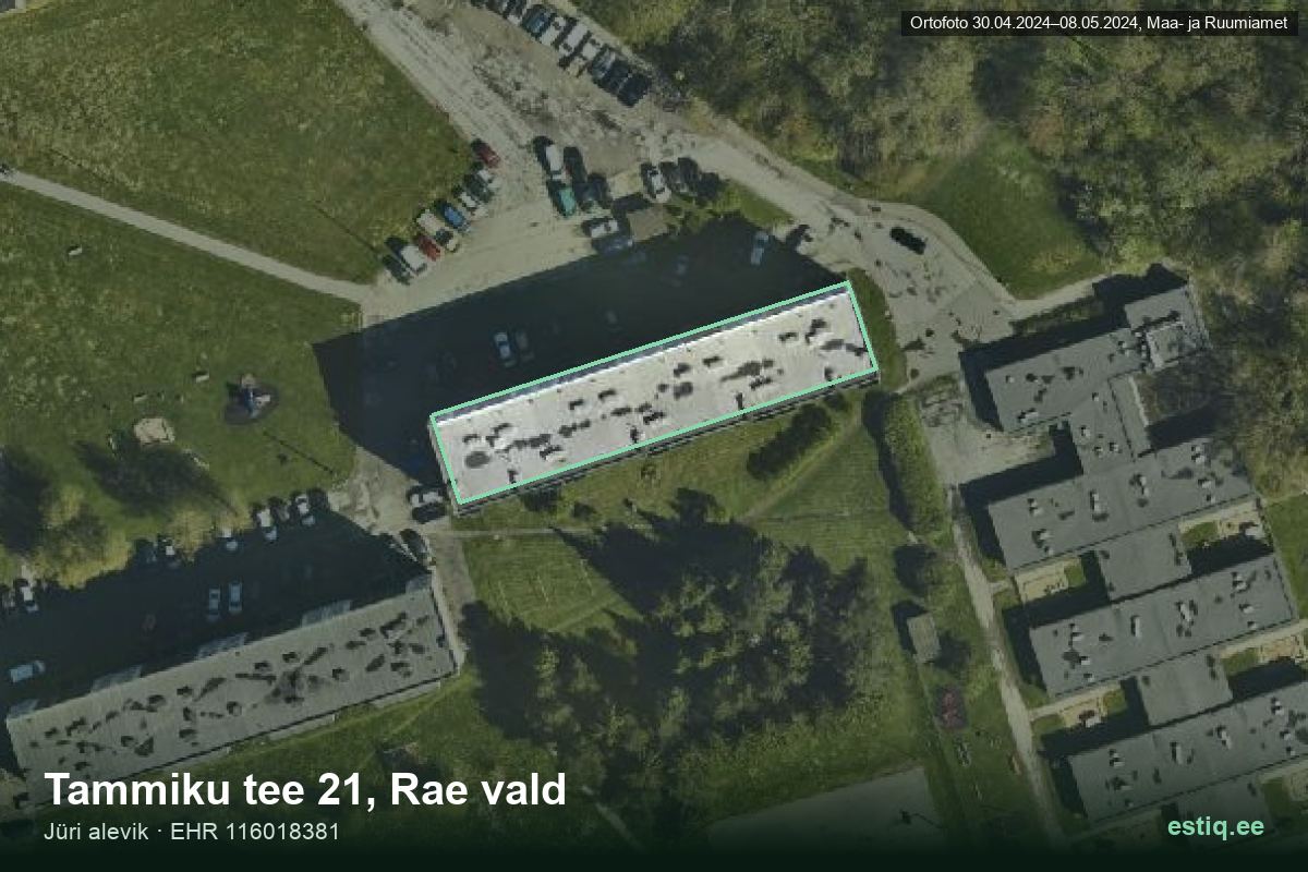 Tammiku tee 21, Rae – aerial photo of the building, outline from the Building Register (EHR)
