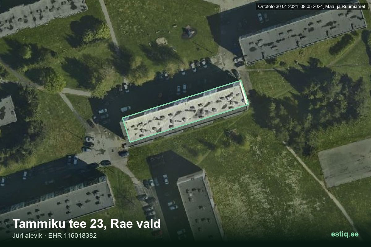 Tammiku tee 23, Rae – ilmakuva rakennuksesta, ääriviiva rakennusrekisteristä (EHR)