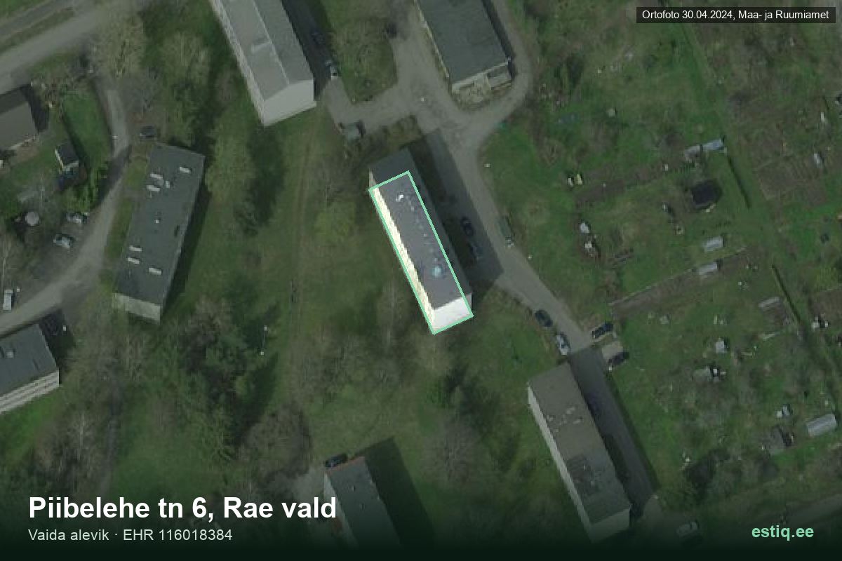 Piibelehe tänav 6, Rae – hoone aerofoto, kontuur ehitisregistri (EHR) andmetest