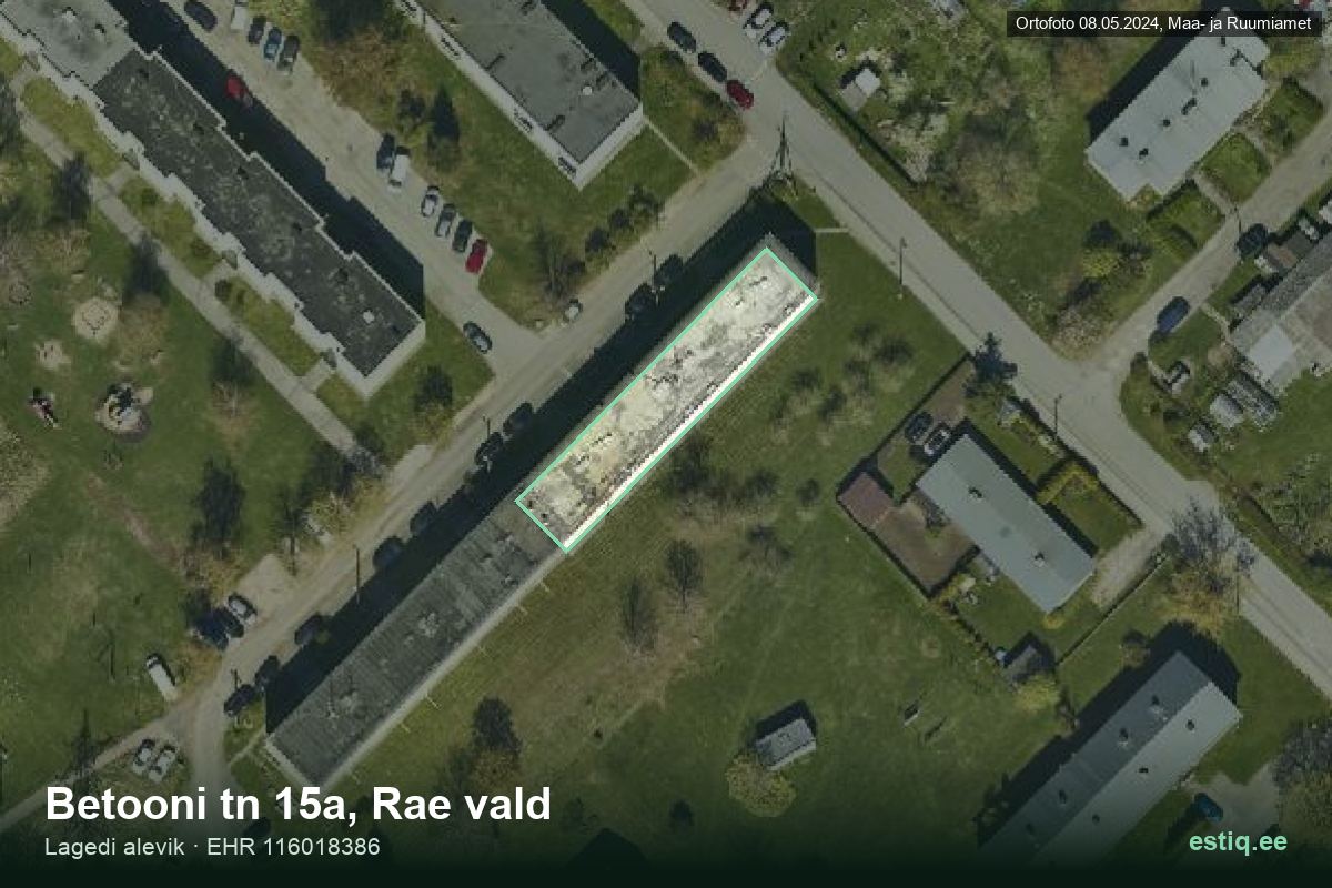 Betooni tänav 15a, Rae – hoone aerofoto, kontuur ehitisregistri (EHR) andmetest