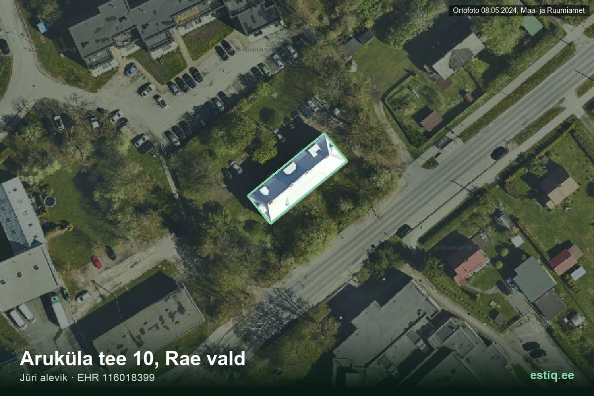 Aruküla tee 10, Rae – hoone aerofoto, kontuur ehitisregistri (EHR) andmetest