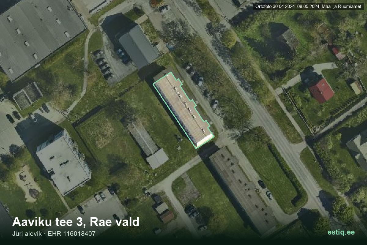 Aaviku tee 3, Rae – hoone aerofoto, kontuur ehitisregistri (EHR) andmetest