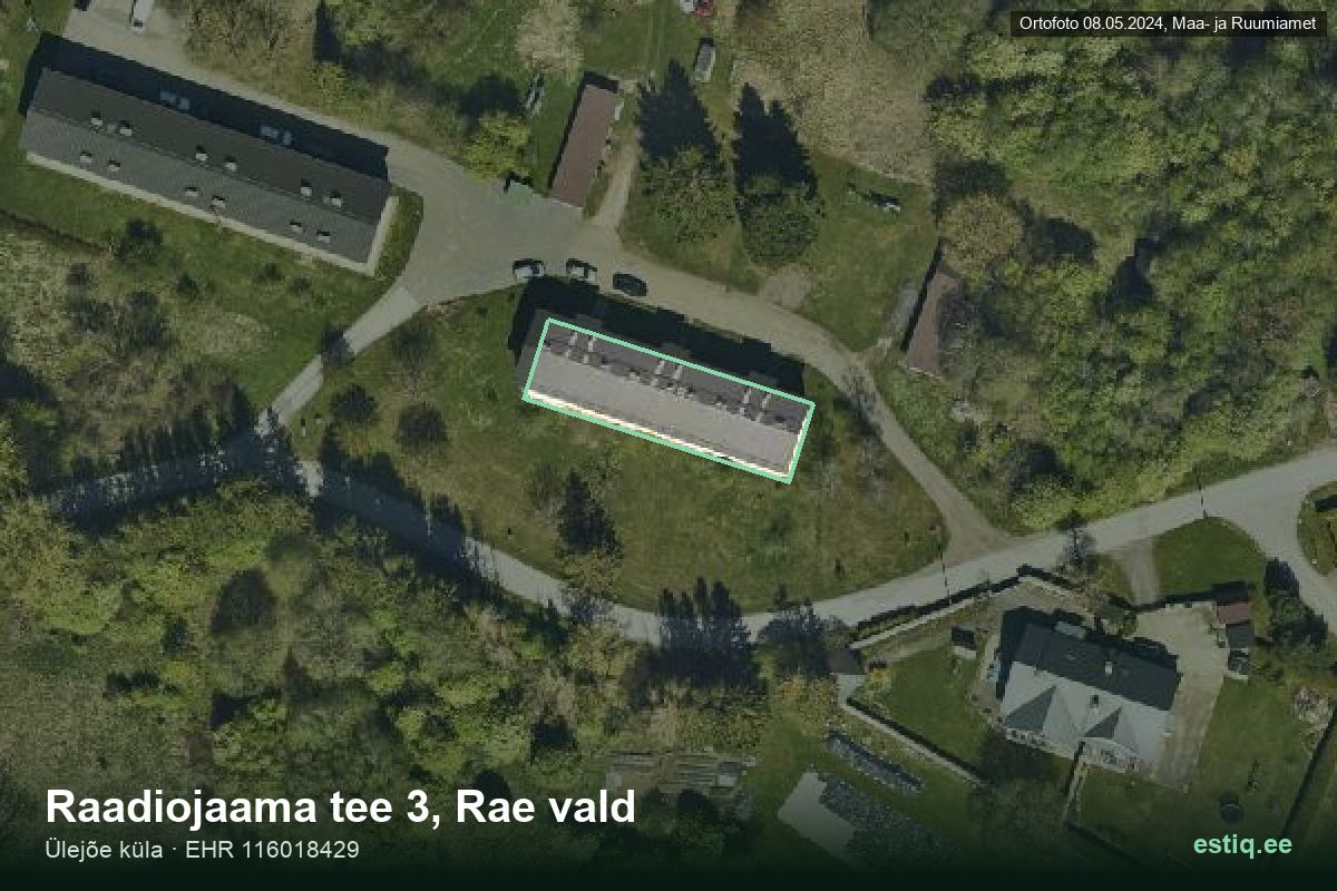 Raadiojaama tee 3, Rae – hoone aerofoto, kontuur ehitisregistri (EHR) andmetest