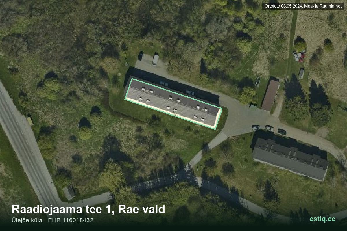 Raadiojaama tee 1, Rae – hoone aerofoto, kontuur ehitisregistri (EHR) andmetest